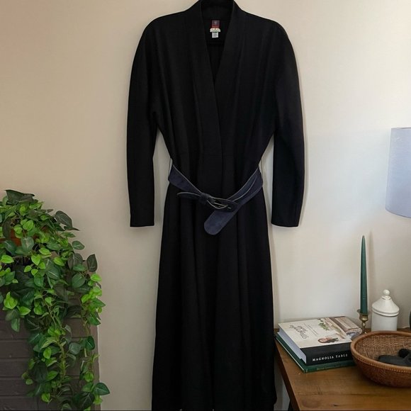 Vintage Ann Klein 100% wool long wrap coat size 8 - Picture 2 of 7